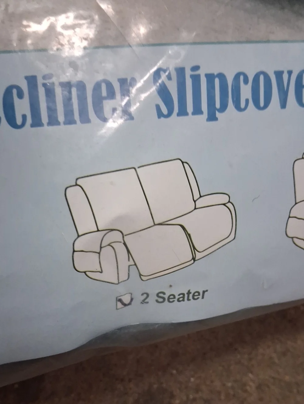 NWT 2 Seater Recliner Slipcover - Blueish Gray Quilted Protector